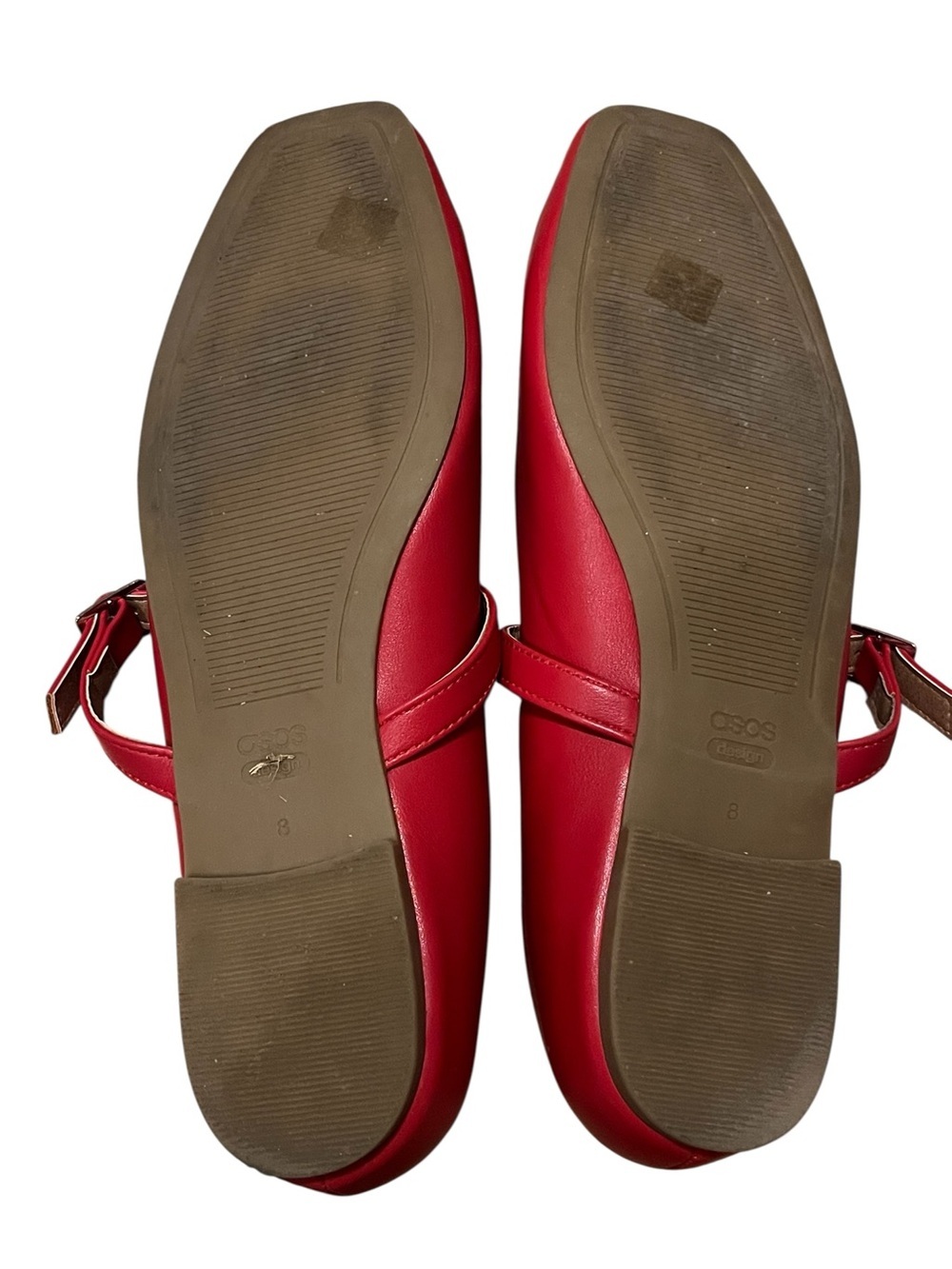 Mary Jane Ballet Flats Red ASOS Design Lottie Faux Leather Square Toe — 10 - Picture 11 of 11